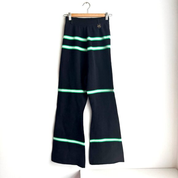 Xander Zhou Flared Knit Stripe Detail High Waist Pants 46/M - Picture 1 of 6